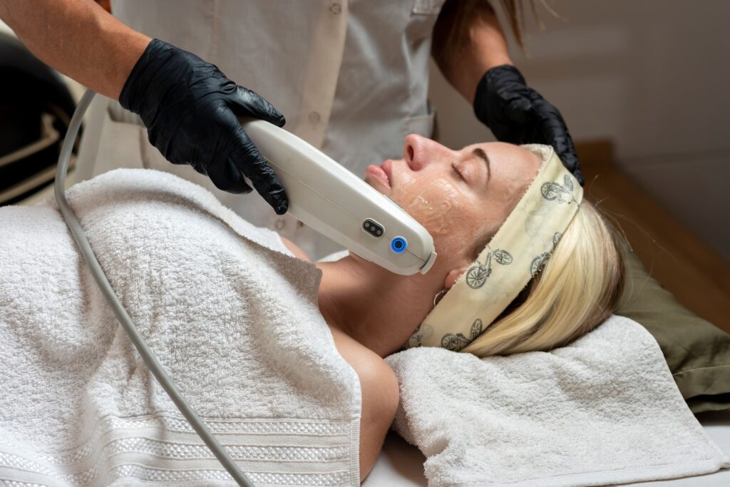 A woman receives Facial Contouring in Portage