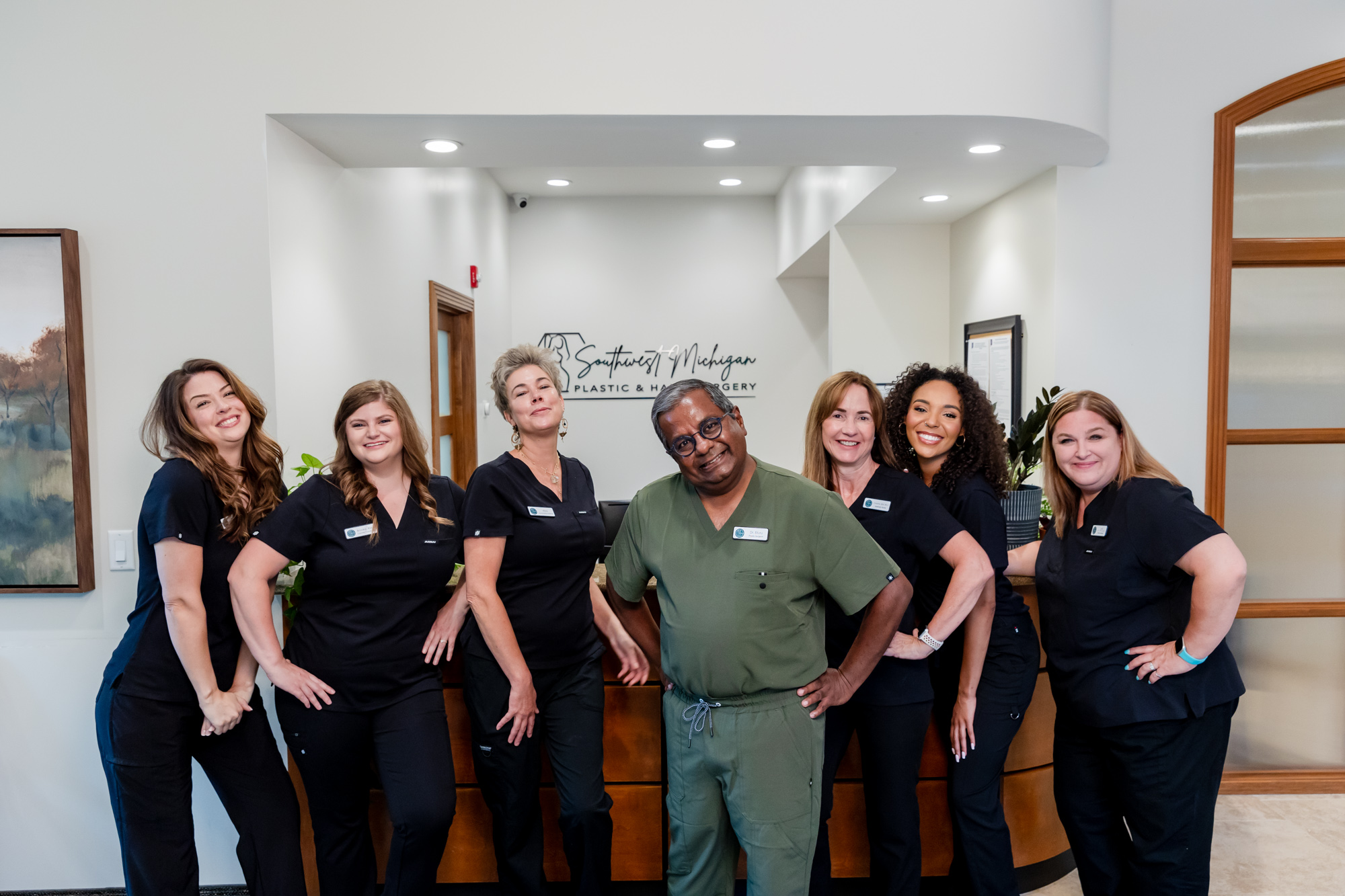 Our team poses together after a successful liposuction near Kalamazoo.